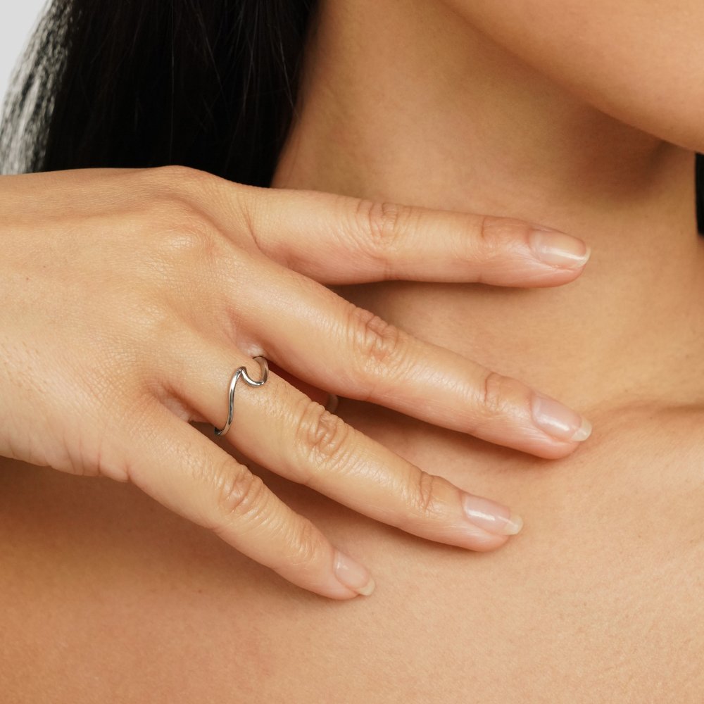 Anillo de Olas de Plata Imari